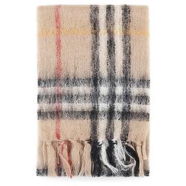 Burberry Cachecol de Lã Mohair Xadrez para Mulher (Sand) Marrom