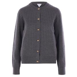 Bottega Veneta Strickjacke aus Rippenstrick Grau Braun