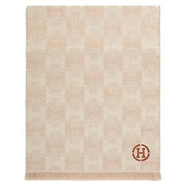 Hermès Reversibler Kaschmirschal mit Lederpatch Orange