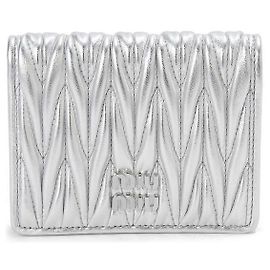 Miu Miu Matelasse Nappa Leather Wallet Silvery