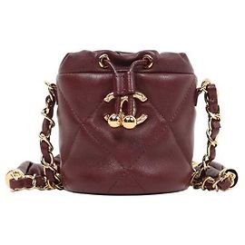 Chanel Borsa a secchiello mini Coco Crush in pelle burgundy Rosso
