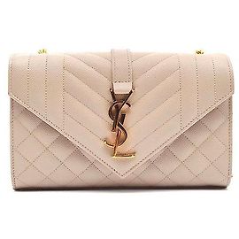 Saint Laurent Bolsa de Ombro com Corrente Envelope Monogram Marrom