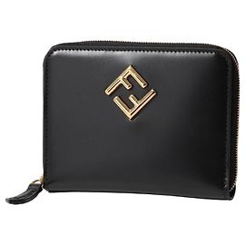 Fendi Diamond Zip Around Medium Wallet Black