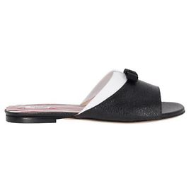 Thom Browne Slide in pelle con dettaglio colletto a fiocco Nero