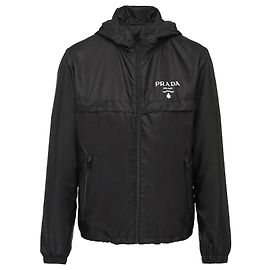 Prada Re-Nylon Hooded Bomber Jacket Black