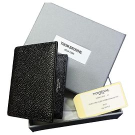 Thom Browne Black Pebble Grain Leather Double Card Holder Multiple colors
