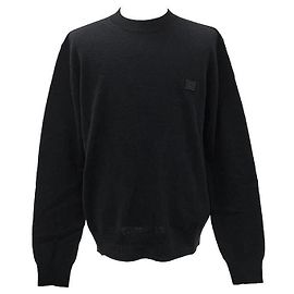 Acne Face Logo Patch Wool Knit Black