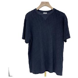 Dior Oblique Terry Jacquard T-Shirt Navy Blau