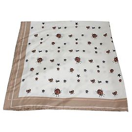 Lenço de seda Bally Ladybug Bege Marrom