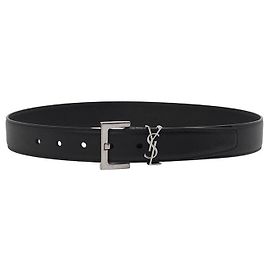 Saint Laurent Monogram Belt Black Cloth Black