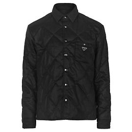 Prada Black Cashmere Padding Shirt Jacket Black