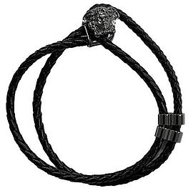Versace Pulseira de couro trançado preta Preto