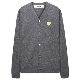 Comme Des Garcons Wollcardigan mit goldenem Herz-Patch stamp: AX Braun