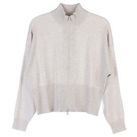 Brunello Cucinelli Silvery Knit Zip-Up Jacket Silvery