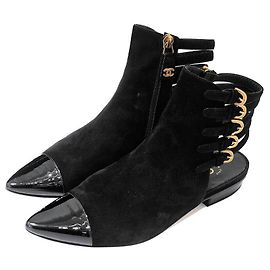Chanel Suede Boots Black