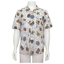 Loewe Camicia a maniche corte da uomo in seta multicolore Argento