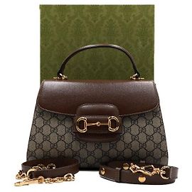 Gucci Borsa Tote e Borsa a Tracolla da Donna Horsebit Medium con Manico Superiore Marrone