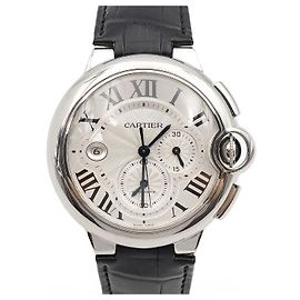 Cartier Relógio Masculino Ballon Bleu XL Chronograph Automatic com pulseira de couro Marrom