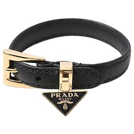 Prada Pulsera de Saffiano con logotipo triangular Negro