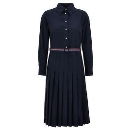 Thom Browne Midi em flanela de algodão riscada com base plissada Azul
