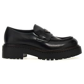 Prada Enamel Triangle Logo Loafers Black