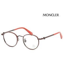 Moncler Brillengestell Rot Silber Luxus Metall Rund Mode Rot