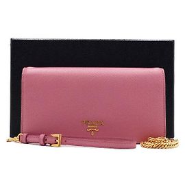 Prada Bolsa WOC Crossbody em Saffiano rosa com corrente dourada Rosa