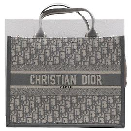 Dior Saco Tote e Saco de Ombro Medium Oblique Cinza Marrom