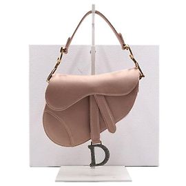 Dior Pink Satin Crystal Mini Saddle Tote Bag Pink