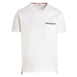 Thom Browne Jersey-T-Shirt mit Tasche Weiß