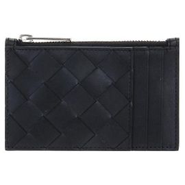 Bottega Veneta Intrecciato Zip Card Case Black