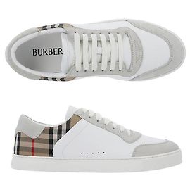 Burberry Vintage Check Suede Leather Men's Sneakers Silvery