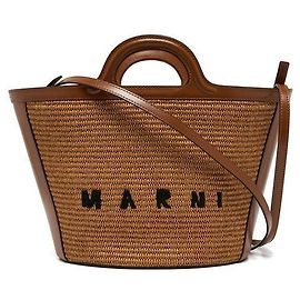 Marni Petit sac cabas Tropicalia en rafia Marron