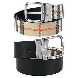 Burberry Reversible Check Leather Belt Brown
