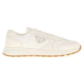 Prada Sapatilhas Frax em camurça e Re-Nylon Branco