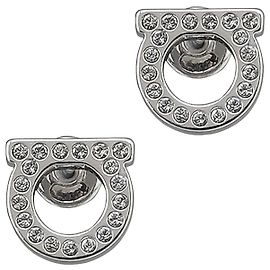 Salvatore Ferragamo Gancini Crystal Earrings Silver Multiple colors