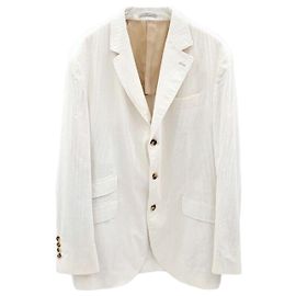 Brunello Cucinelli Ivory Corduroy Blazer Jacket White