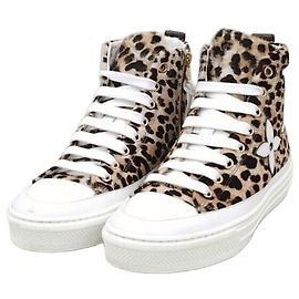 Louis Vuitton Sneaker mit Leopard-Stickerei-Patch Silber