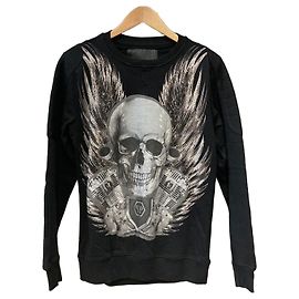 Philipp Plein Skull Printing Crystal Sweatshirt Black Black