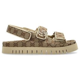 Gucci Double Canvas Sandals Brown