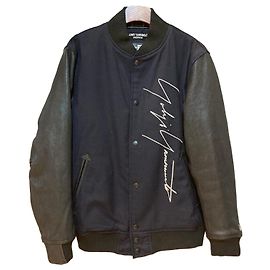 Yohji Yamamoto Yoji Yamamoto New Era Leder Stadium Jacke Navy Black Blau