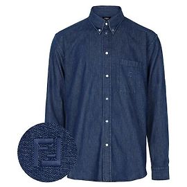 Fendi Blue Chambray Denim Shirt Blue