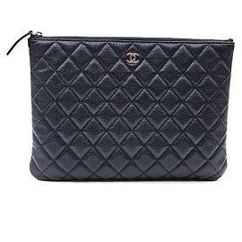 Chanel Classic Caviar Clutch New Medium Blue
