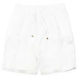 Brunello Cucinelli Men's Drawstring Linen Bermuda Pants (White) White