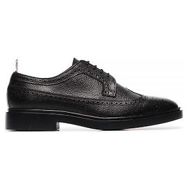 Thom Browne Pebble Grain Rubber Sole Longwing Brogue Black