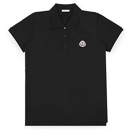 Moncler Baumwolle PK Kurzarmshirt mit Logo-Patch für Damen Schwarz