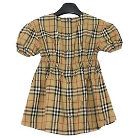 Burberry Vestido de algodón elástico a cuadros para niñas Dorado