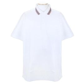 Burberry Polo em piqué de algodão com gola às riscas Prata
