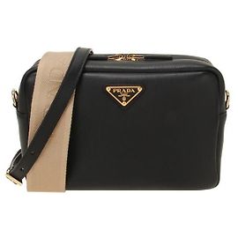 Prada Bolsa de ombro em couro macio Preto