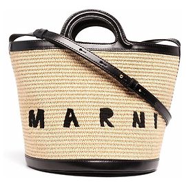 Marni Borsa Tote/a Tracolla in Rafia Arancione